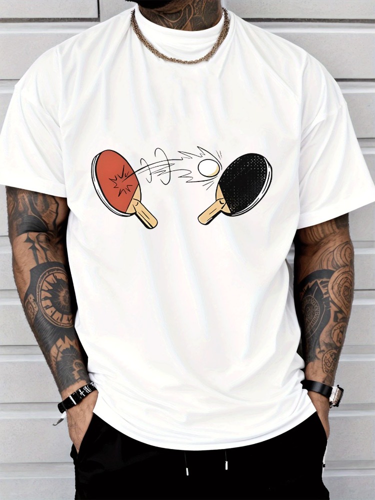 Mens Summer Tee Cartoon Table  - огляд і ціна Table Tennis Outfit Male