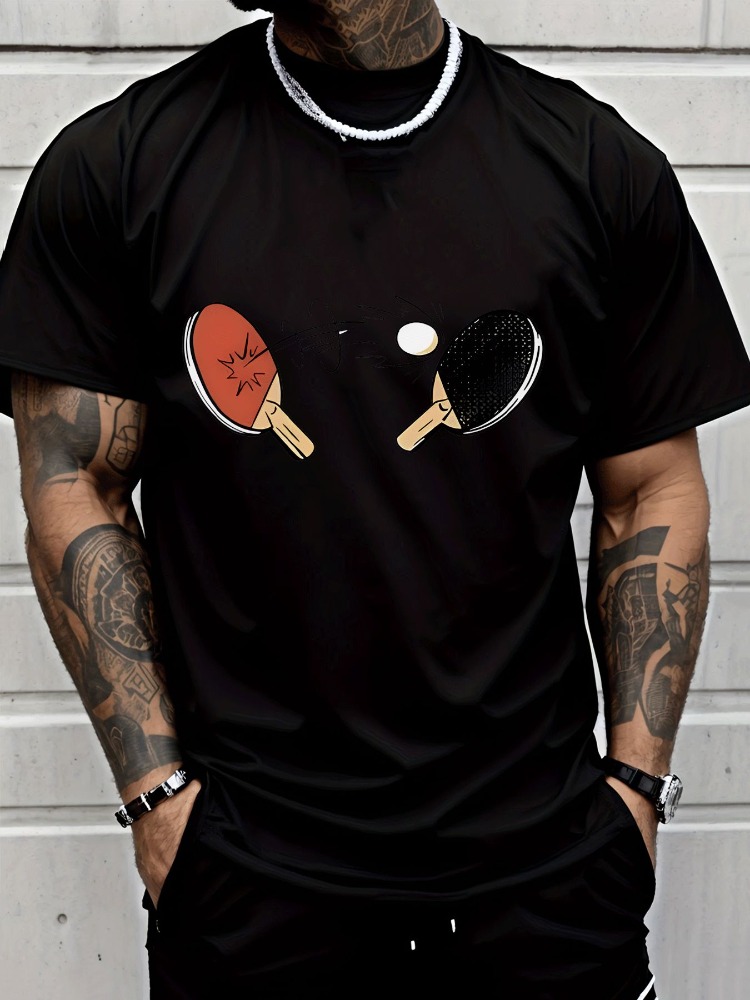 Mens Summer Tee Cartoon Table  - огляд і ціна Table Tennis Outfit Male