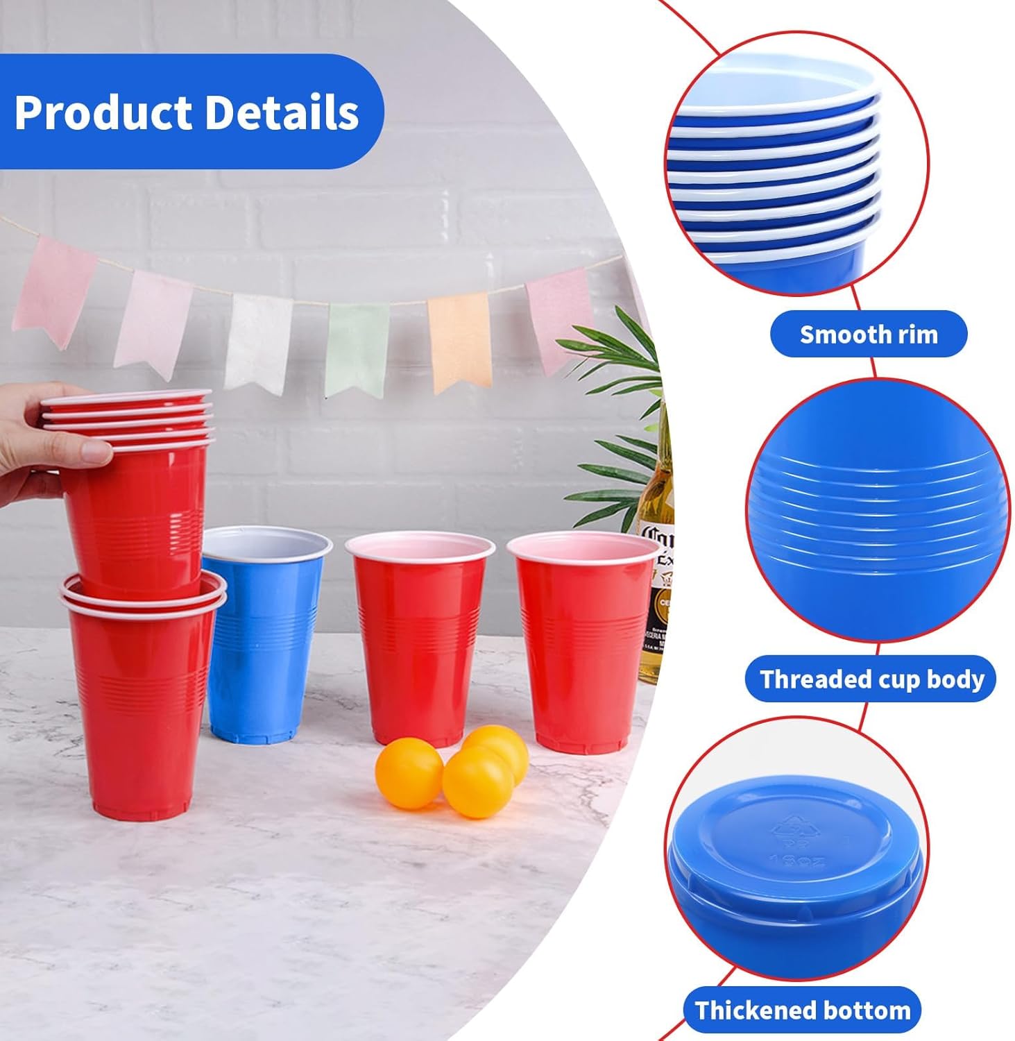 60 Pcs 16 Oz Plastic Party Cup - огляд і ціна Table Tennis Kit